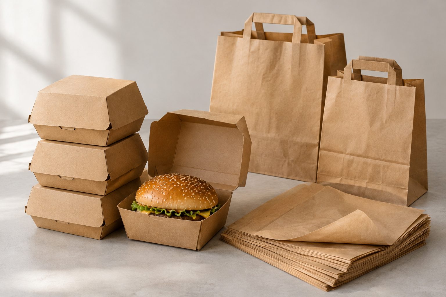 Kartonnen burgerdozen en tassen